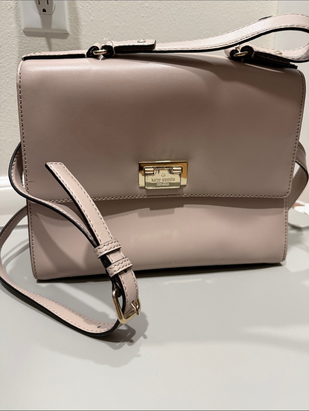 kate spade Blush Pink Leather Satchel with Gold Tone Hardware